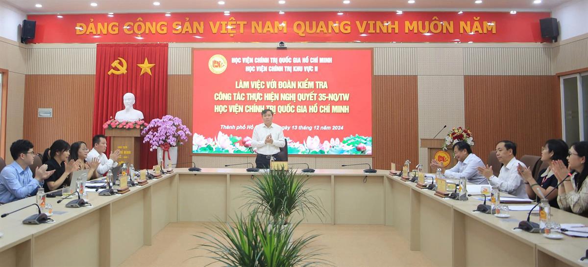 Học viện Chính trị khu vực II làm việc với Đoàn kiểm tra công tác  thực hiện Nghị quyết số 35-NQ/TW Học viện Chính trị quốc gia Hồ Chí Minh