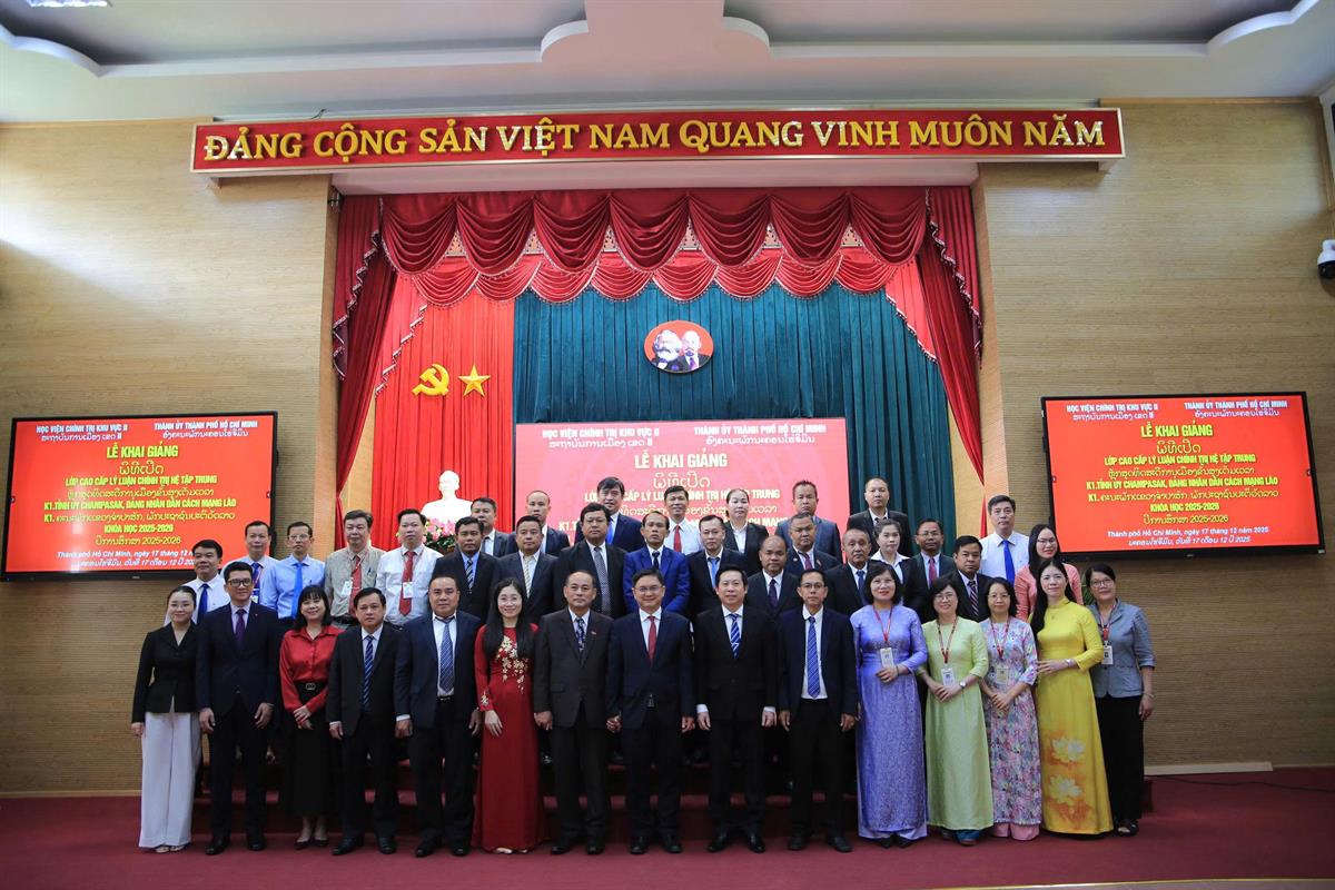 Lễ khai giảng lớp CCLLCT hệ tập trung K1, tỉnh ủy Champasak, Đảng nhân dân cách mạng Lào, năm học 2025-2026