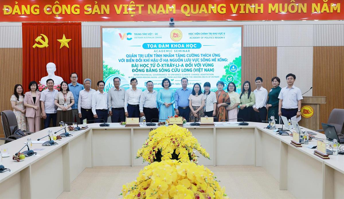 Tọa đàm khoa học: Quản trị liên tỉnh nhằm tăng cường thích ứng với biến đổi khí hậu ở khu vực hạ nguồn sông Mê Kông: Bài học từ Ô - xtrây-li-a đối với vùng Đồng bằng sông Cửu Long (Việt Nam)