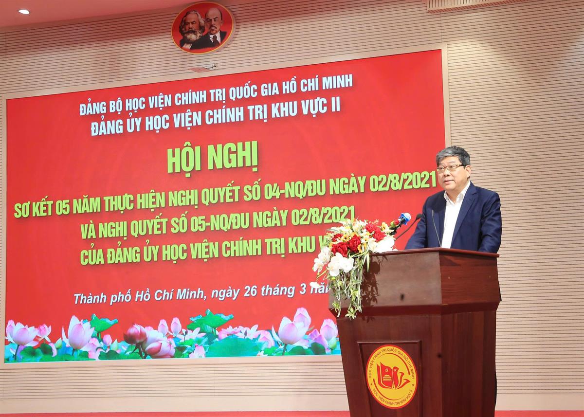 Hội nghị sơ kết 05 năm thực hiện Nghị quyết số 04-NQ/ĐU ngày 02/8/2021 và Nghị quyết số 05-NQ/ĐU ngày 02/8/2021 của Đảng uỷ Học viện Chính trị khu vực II